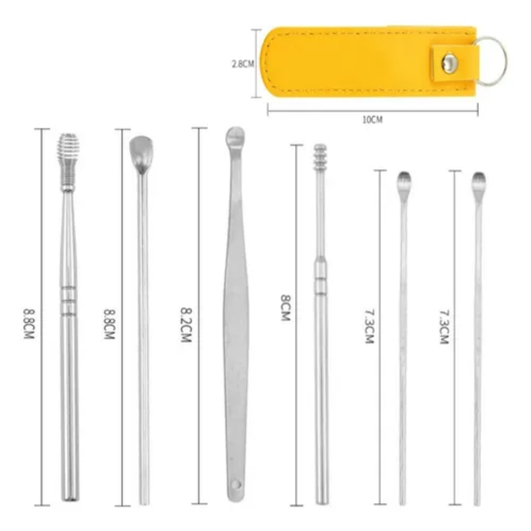 Kit Limpiador de Oídos de Acero Inoxidable