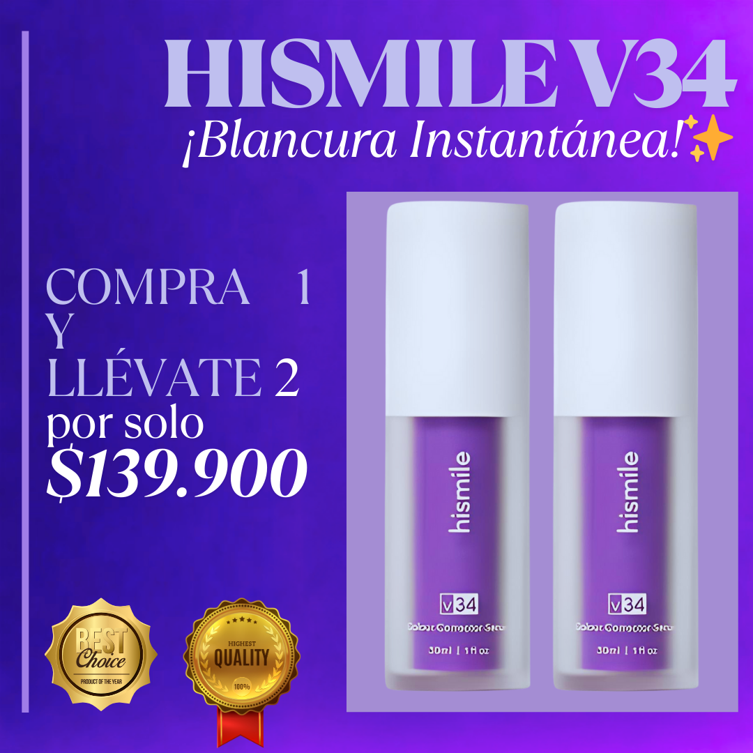 HISMILE V34 Colour Corrector Serum - La crema morada que elimina el amarillo ¡de una!