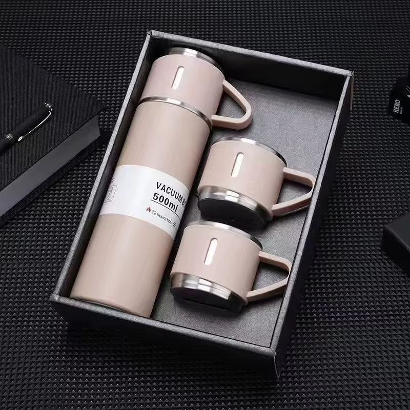 Vacuum Bottle 3 en 1 – Termo + 2 Tazas Térmicas