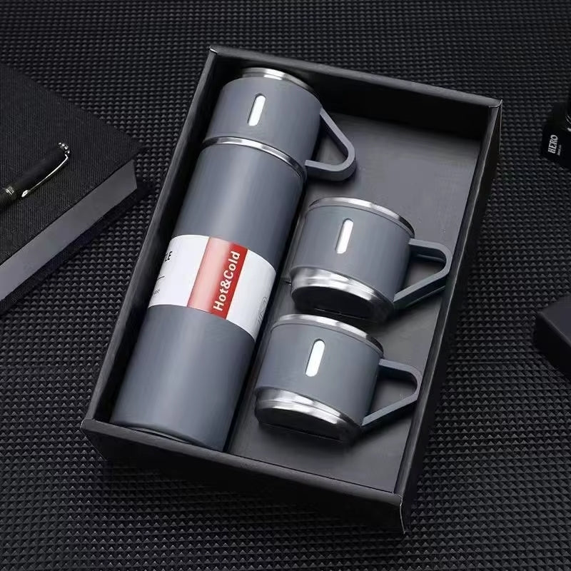 Vacuum Bottle 3 en 1 – Termo + 2 Tazas Térmicas