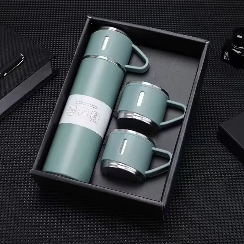 Vacuum Bottle 3 en 1 – Termo + 2 Tazas Térmicas