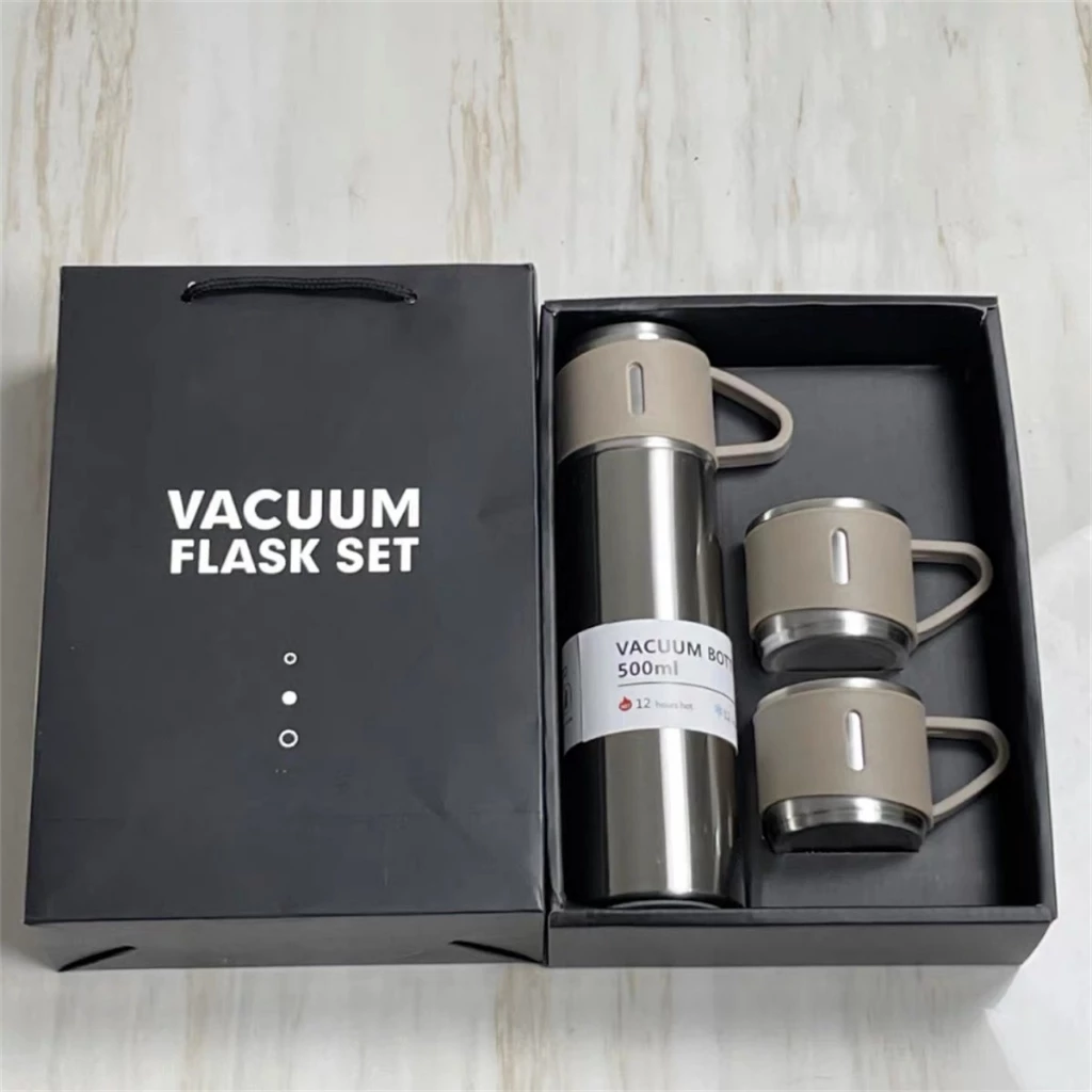 Vacuum Bottle 3 en 1 – Termo + 2 Tazas Térmicas